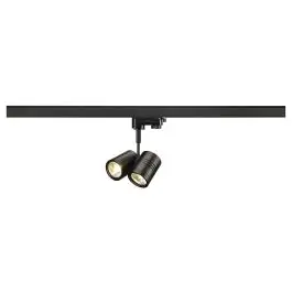 Ambachtelijk SLV BIMA II lampekop zwart 2x GU10 80x15cm - 50W - IP20