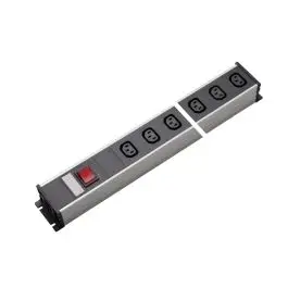 Direct Verzonden Martin Kaiser - stopcontact strip - lichtgrijs zwart - MK VERLICHTING VERLICHTING CONTDS 4V C13 SCHAKELAAR L.GR-ZW - tafelcontadoos